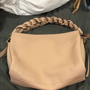 Coccinelle  Nude Leather Bag with Braided Handle